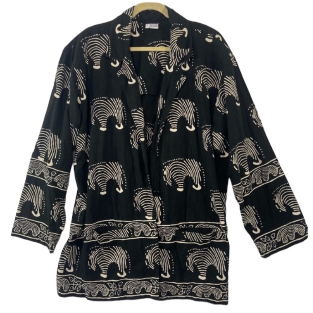 Zebra abstract art to wear unisex collared cardigan jacket. Size Large